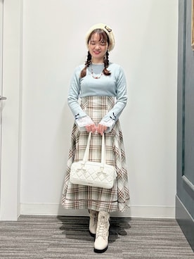「axes femme（アクシーズファム）のアイテム（ハンチング/ベレー帽）」を使った、めぐさん（骨格ウェーブ・レディース・153cm）の冬コーディネート