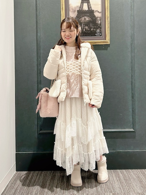 axes femme ダウンコート ダウンジャケット ミドル丈中綿ダウンコート