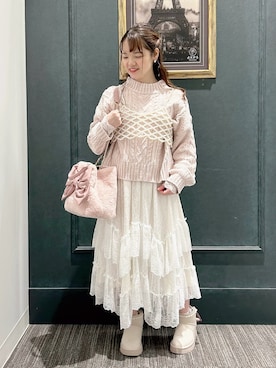 「axes femme（アクシーズファム）のアイテム（キャミソール）」を使った、めぐさん（レディース・153cm）の冬コーディネート