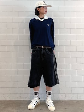 「adidas（アディダス）のスーパースター ビンテージ / Superstar Vintage（シューズ、ホワイト系）」を使った、MNさん（レディース・161cm）の春コーディネート