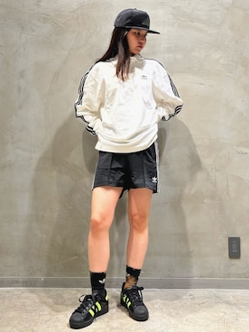 「アディダスオリジナルス」｜「アイテム（キャップ）」を使った、MNさん（レディース・161cm）の夏コーディネート