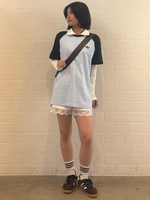 レース トリム スリーストライプス ショーツ ショートパンツ レース トリム スリーストライプス ショーツ ショートパンツ