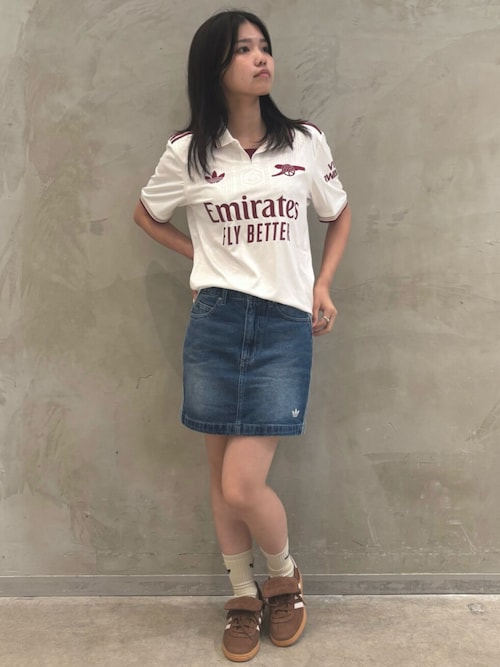 adidas デニムスカート ミニスカート24 アディカラー スリーストライプス デニム ミニスカート