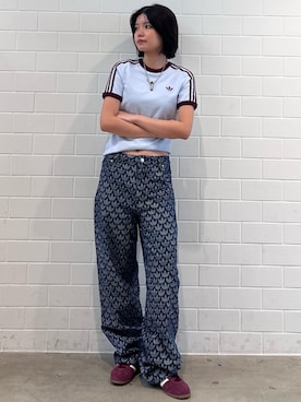 「adidas（アディダス）のガゼル ロープロ / Gazelle Lo Pro / アディダスオリジナルス adidas Originals（スニーカー、レッド系）」を使った、MNさん（レディース・161cm）の春コーディネート
