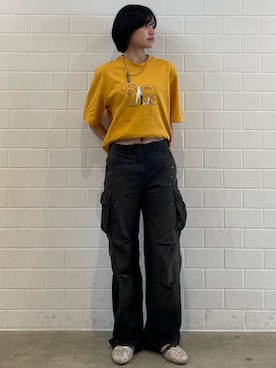 「adidas（アディダス）のスケートボーディング×マーク・ゴンザレス クラスティTシャツ（トップス、イエロー系）」を使った、MNさん（レディース・161cm）の春コーディネート