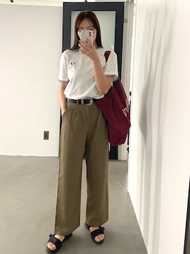 「アイテム（スラックス）」を使った、MISAさん（レディース・163cm・20代）の夏コーディネート