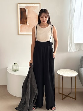 「アイテム（サロペット/オーバーオール）」を使った、MISAさん（レディース・163cm）の夏コーディネート