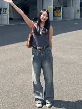「アイテム（タンクトップ）」を使った、MISAさん（レディース・163cm）の夏コーディネート