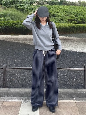「アイテム（ハンチング/ベレー帽）」を使った、MISAさん（レディース・163cm）の秋コーディネート