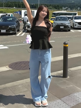 「アイテム（チューブトップ）」を使った、MISAさん（レディース・163cm・20代）の夏コーディネート