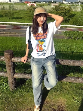 「アイテム（キャップ）」を使った、MISAさん（レディース・163cm）の夏コーディネート