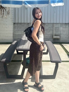 「アイテム（タンクトップ）」を使った、MISAさん（レディース・163cm）の夏コーディネート