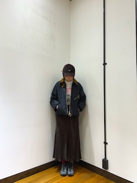 「URBAN RESEARCH（アーバンリサーチ）のBarbour　PRESTON CORD CAP（キャップ、ブラウン系）」を使った、-SAKI-さん（レディース・168cm）の秋コーディネート