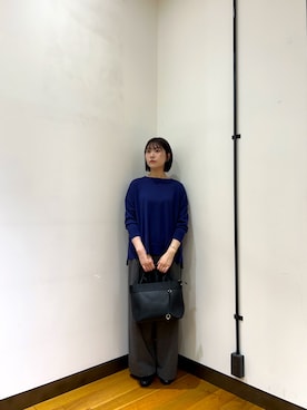 「URBAN RESEARCH DOORS（アーバンリサーチドアーズ）のウォッシャブルウールワイドプルオーバー（ニット/セーター、ブルー系）」を使った、-SAKI-さん（レディース・168cm）の秋コーディネート