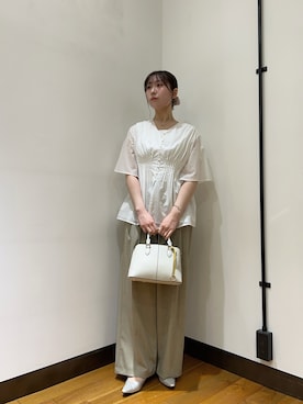 「URBAN RESEARCH（アーバンリサーチ）のスクエアネックタンクトップ（タンクトップ、ホワイト系）」を使った、-SAKI-さん（レディース・168cm）の春コーディネート