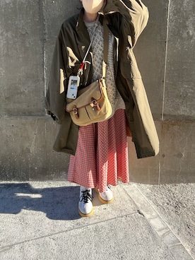 「アイテム（その他アウター、グリーン系）」を使った、しいさん（レディース・157cm）の冬コーディネート