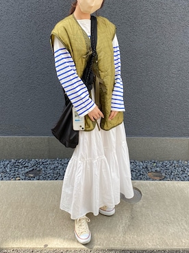 「アイテム（スカート）」を使った、しいさん（レディース・157cm）の秋コーディネート