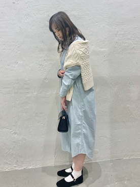 「肩掛け」｜「アイテム（シャツワンピース）」を使った、りなてぃさん（レディース・162cm）の夏コーディネート