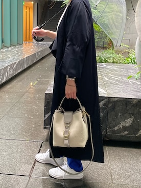「TOFF&LOADSTONE（トフアンドロードストーン）のハイエンドキャンバス・モス（ショルダーバッグ、グレー系）」を使った、ayakaさん（レディース・156cm）の春コーディネート