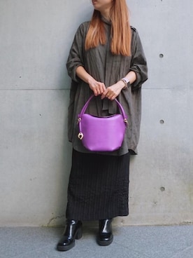 「TOFF&LOADSTONE（トフアンドロードストーン）のアイテム（ハンドバッグ）」を使った、ayakaさん（レディース・156cm）の冬コーディネート