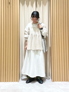 「スウェットワンピース」｜「アイテム（Tシャツ/カットソー）」を使った、あさいまりこさん（レディース・151cm）の冬コーディネート