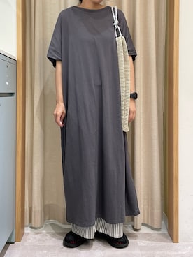 「ストライプパンツ」｜「アイテム（ワンピース/ドレス）」を使った、あさいまりこさん（レディース・151cm）の夏コーディネート
