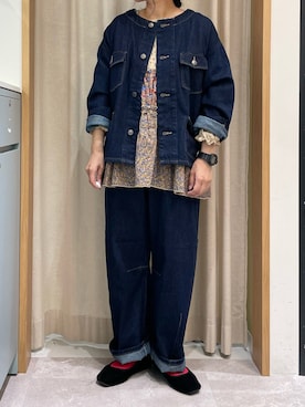 「サマンサ モスモス(Samansa Mos2)」｜「アイテム（デニムジャケット）」を使った、あさいまりこさん（レディース・151cm）の秋コーディネート