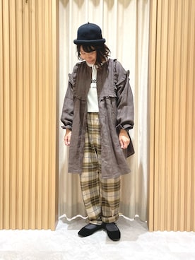 「タックイン」｜「アイテム（チュニック）」を使った、あさいまりこさん（レディース・151cm）の秋コーディネート