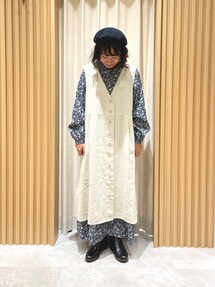 ツハル サマンサモスモス リバティ Sleeping Rose細コールワンピース 新品タグ付 ツハル リバティSleeping Rose柄細コールワンピ