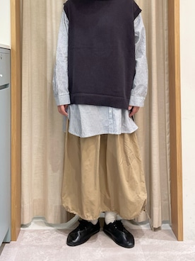 「カーゴスカート」｜「アイテム（チュニック）」を使った、あさいまりこさん（レディース・151cm）の春コーディネート