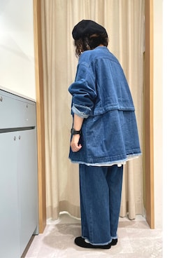 「カンカン帽」｜「アイテム（ブルゾン）」を使った、あさいまりこさん（レディース・151cm）の夏コーディネート