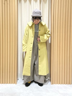 「コート」｜「アイテム（サロペット/オーバーオール）」を使った、あさいまりこさん（レディース・151cm）の冬コーディネート