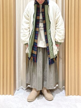 「Samansa Mos2（サマンサ モスモス）のアイテム（ブーツ）」を使った、あさいまりこさん（レディース・151cm）の冬コーディネート