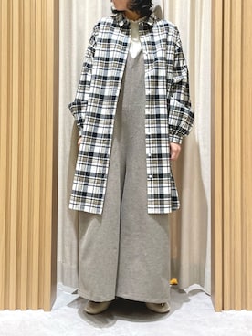 「チュニック」｜「アイテム（オールインワン・サロペット）」を使った、あさいまりこさん（レディース・151cm）の冬コーディネート