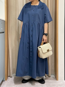 「ストライプパンツ」｜「アイテム（ワンピース/ドレス）」を使った、あさいまりこさん（レディース・151cm）の夏コーディネート