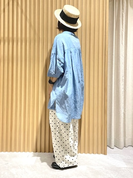 「ドットパンツ」｜あさいまりこさん（レディース・151cm）の夏コーディネート