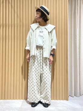 「ドットパンツ」｜あさいまりこさん（レディース・151cm）の夏コーディネート