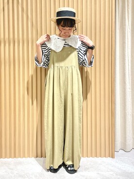 「マリン」｜「アイテム（オールインワン・サロペット）」を使った、あさいまりこさん（レディース・151cm）の春コーディネート