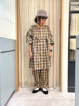 「リネンシャツ」｜「アイテム（その他）」を使った、あさいまりこさん（レディース・151cm）の夏コーディネート