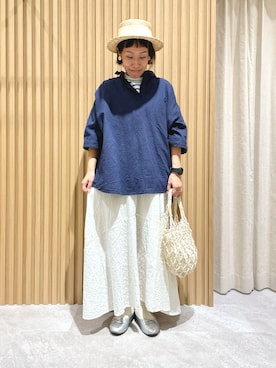 「マリン」｜「アイテム（バレエシューズ）」を使った、あさいまりこさん（レディース・151cm）の春コーディネート