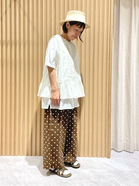 「ドットパンツ」｜あさいまりこさん（レディース・151cm）の夏コーディネート