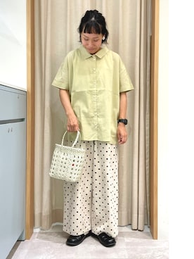 「ドットパンツ」｜あさいまりこさん（レディース・151cm）の夏コーディネート