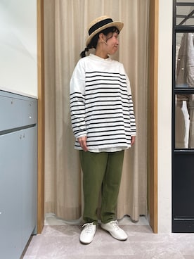 「リネンシャツ」｜「アイテム（その他）」を使った、あさいまりこさん（レディース・151cm）の春コーディネート