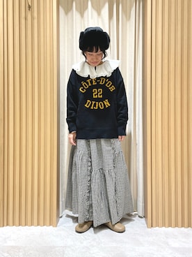 「ロゴニット」｜「アイテム（その他）」を使った、あさいまりこさん（レディース・151cm）の冬コーディネート