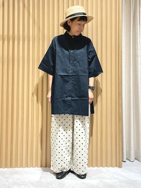 「ドットパンツ」｜あさいまりこさん（レディース・151cm）の夏コーディネート