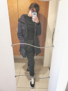 「ZARA（ザラ）のアイテム（ダウンジャケット/コート、ブルー系）」を使った、Mさん（レディース・168cm）の冬コーディネート