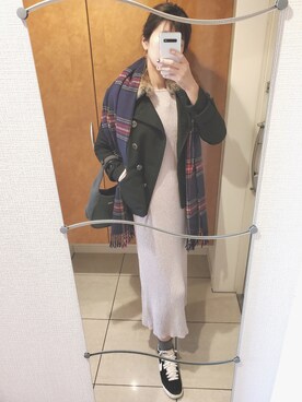 「JEANASIS（ジーナシス）のアイテム（ジャケット/アウター、ブラック系）」を使った、Mさん（レディース・168cm）の冬コーディネート