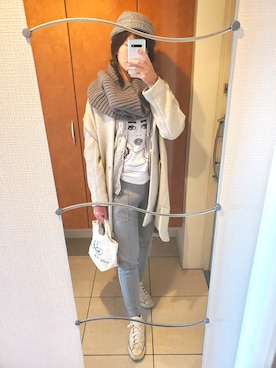 「FAD THREE（ファドスリー）のアイテム（ジャケット/アウター）」を使った、Mさん（レディース・168cm）の冬コーディネート