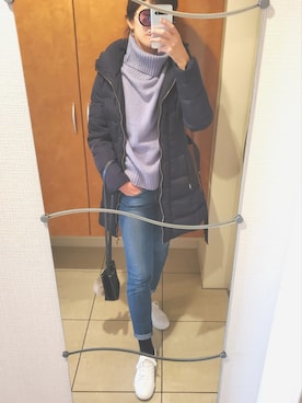 「Levi's（リーバイス）のLEVI'S(R) MADE&CRAFTED(R) NEW BOYFRIEND S TSUKI MADE IN JAPAN（デニムパンツ、ブルー系）」を使った、Mさん（レディース・168cm）の冬コーディネート