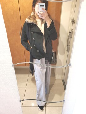 「JEANASIS（ジーナシス）のアイテム（ジャケット/アウター、ブラック系）」を使った、Mさん（レディース・168cm）の冬コーディネート